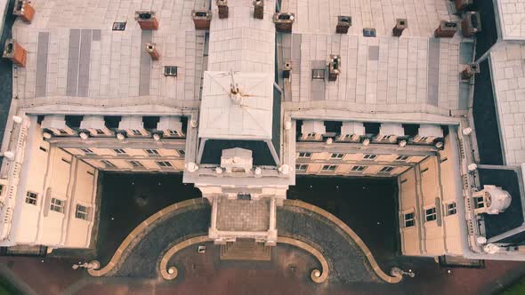 Aerial drone view of a flying over the old palace.