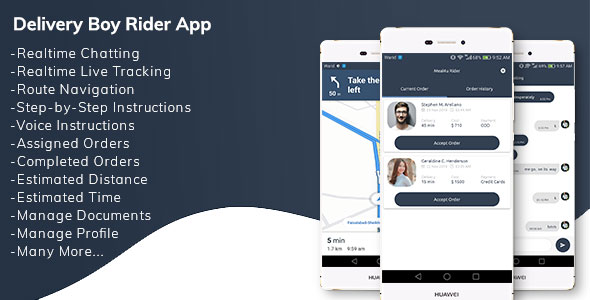 Restaurant Delivery Boy Rider App with Navigation