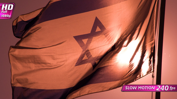 Israeli Flag In The Dawn Rays