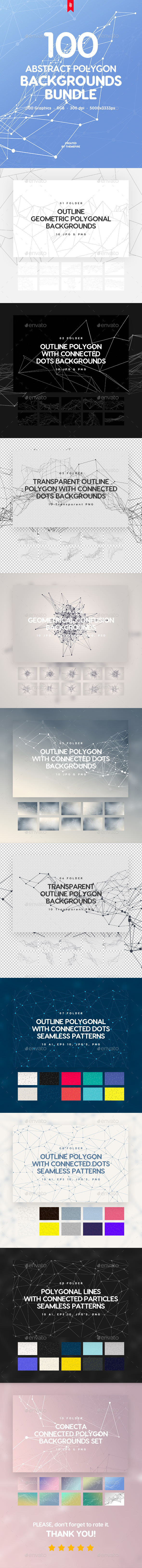 Hitech - 100 Outline Connected Polygon Backgrounds Bundle