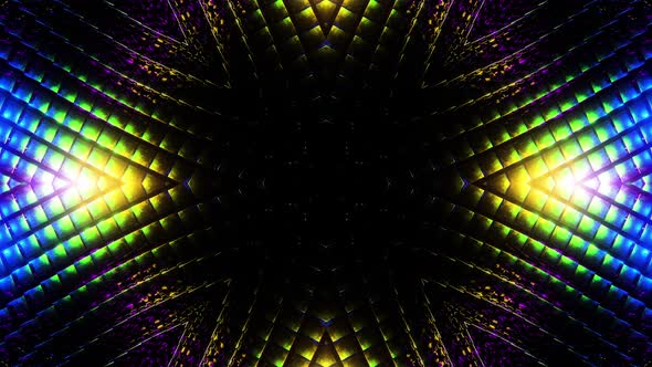 Neon glowing kaleidoscope. Looped animation