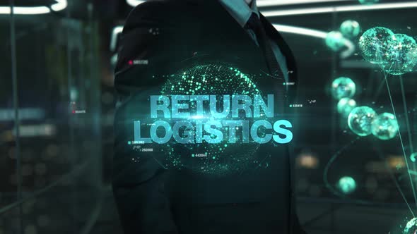 Businessman with Return Logistics Hologram Concept