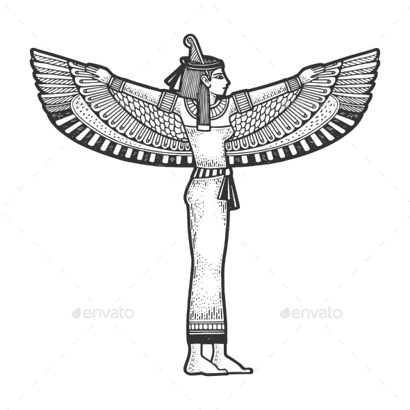 Isis Ancient Egyptian Mother Goddess Sketch Vector