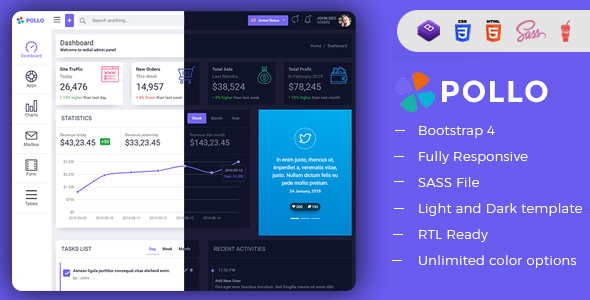 Pollo - Clean & Minimal Bootstrap Admin Dashboard Template
