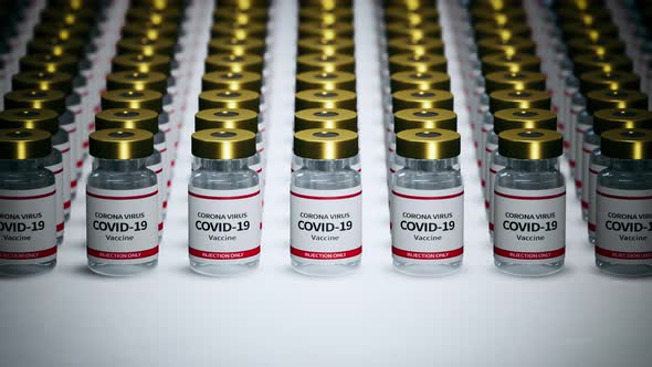 Coronavirus Covid 19 Vaccines On The White Laboratory Table 05(Tilt Down) 4K