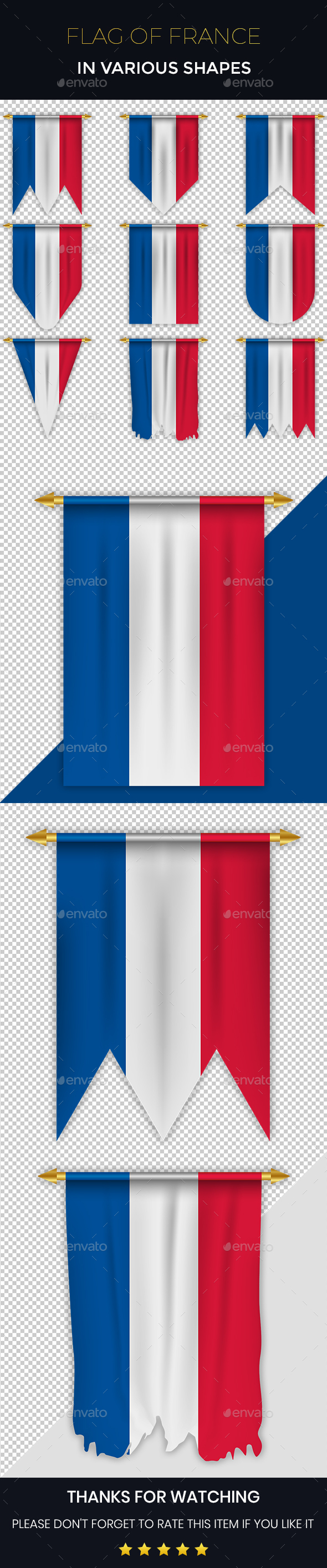 France Flag In Various Shapes