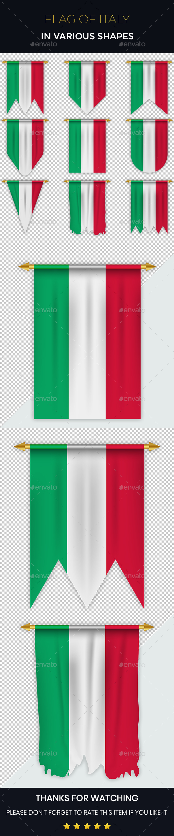 Italy Flag in Various Shapes