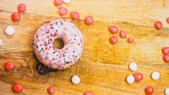 Pink Donuts Decorated with Sweets