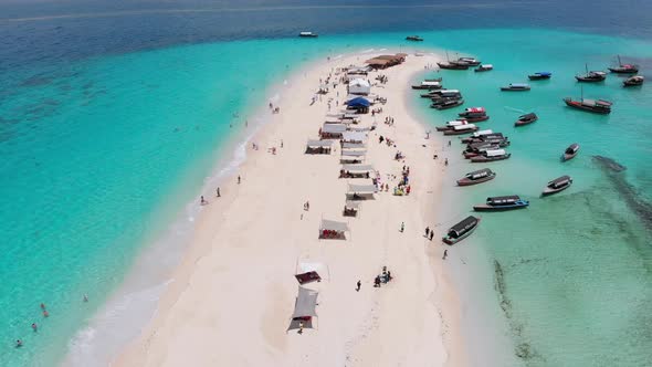 Aerial View of the Paradise Disappearing Island of Nakupenda in Zanzibar Africa