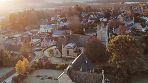 Aerial drone video of Typical English village and beautiful British countryside scenery