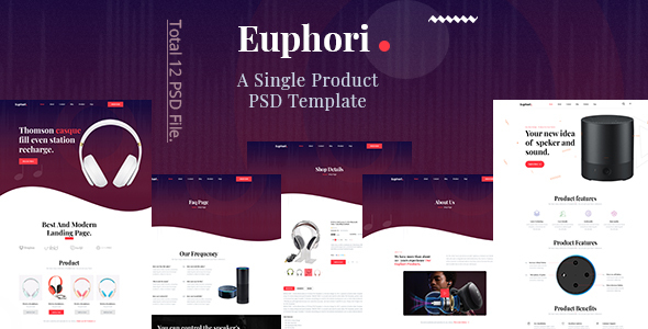 Euphori - Single Product Landing PSD Template