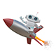 3D Illustration of a Little White Robot on a Rocket - GraphicRiver Item for Sale