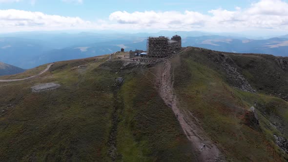 Aerial View Top of Pip Ivan Chernogorsky Mountain and Carpathian Mountain Range