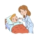 Doctor Examines Sick Boy Lying in Bed - GraphicRiver Item for Sale