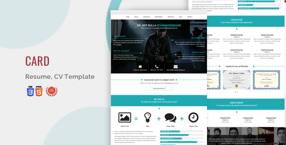 Card- Resume, Blog Html5/Css3 Bootstrap Template