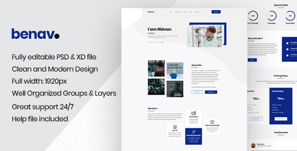 Benav - Personal Portfolio PSD Template