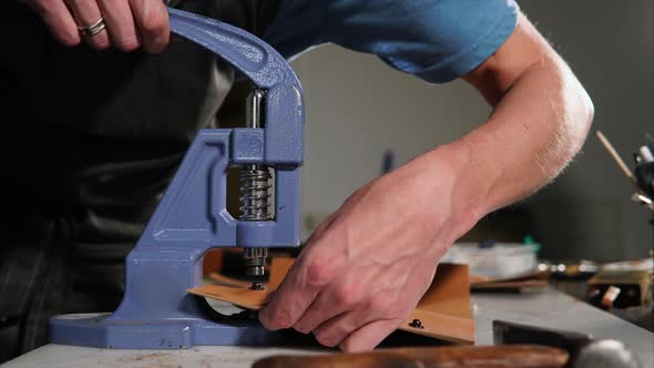 Craftsman Works with Special Machines in Workshop