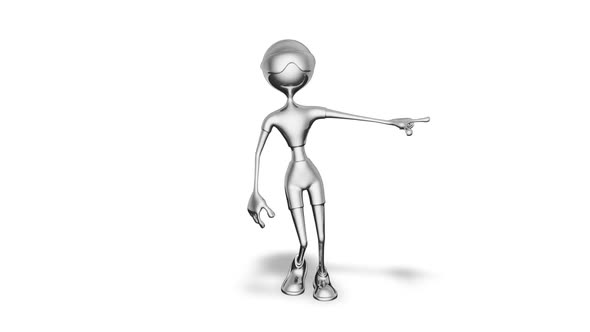 3D Silver Man Dance  Looped on White