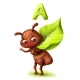 Cartoon Cute Ant with Leaf and Letter of the - GraphicRiver Item for Sale