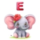 Cartoon Cute Elephant with Flower and Letter E - GraphicRiver Item for Sale