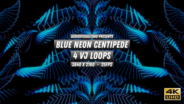 Blue Neon Centipede 4-pack VJ Loops