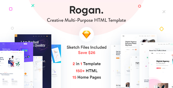 Rogan - Kreatywny uniwersalny szablon HTML + szkic