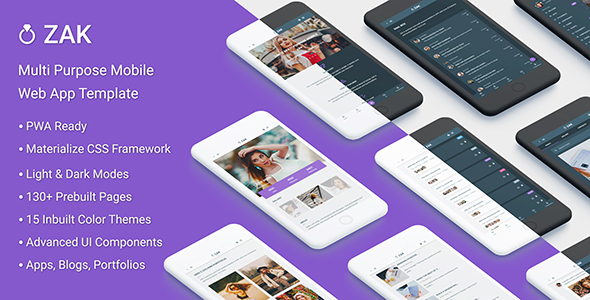 Zak: Multi Purpose Mobile Web App template (PWA)