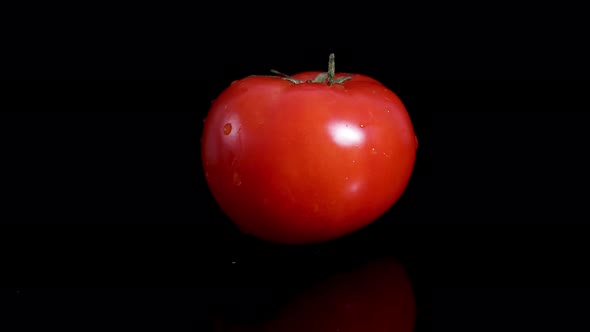 red tomato on a black background looped