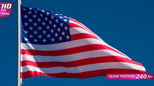 Usa Flag Flaping In Wind