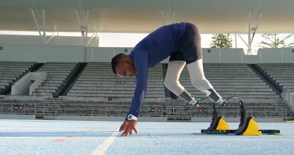 Disabled athletic getting ready for the race 4k