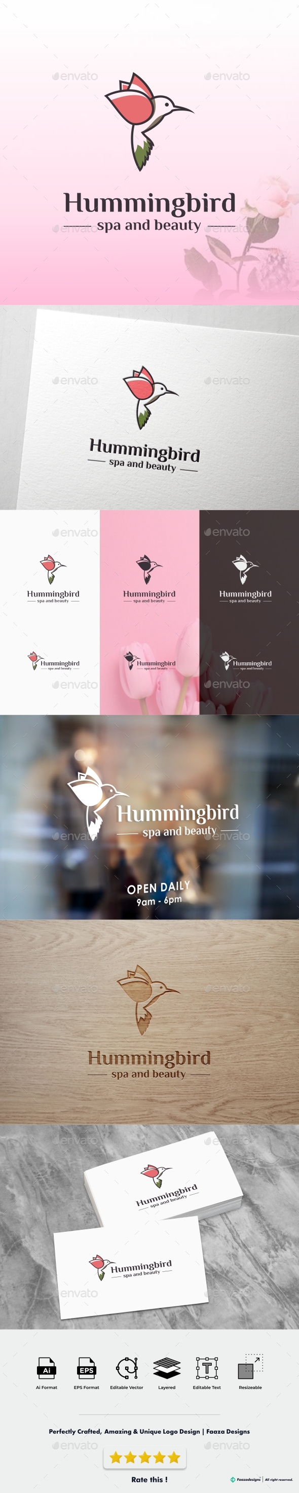 Hummingbird - SPA and Beauty Abstract Logo Template