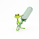 3D Illustration Green Frog with a Green Bottle with Wine - GraphicRiver Item for Sale
