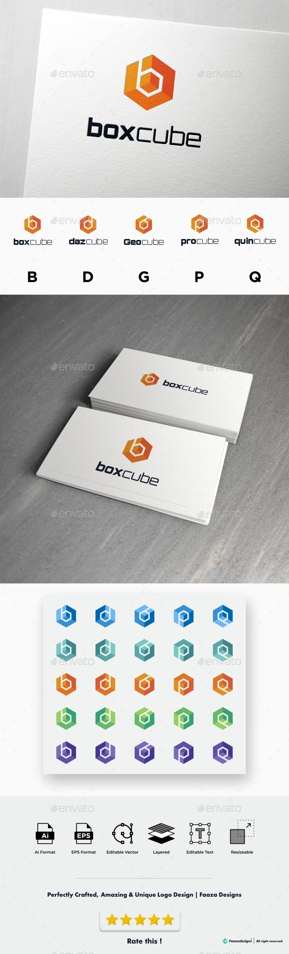 box cube and Letter B in Hexagon Form Multipurpose Logo