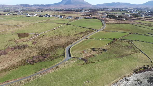 Aerial View of the Road to Ballyness Bay in County Donegal  Ireland