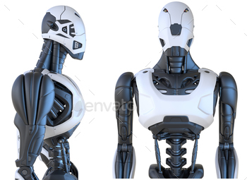 Robot android isolated on white