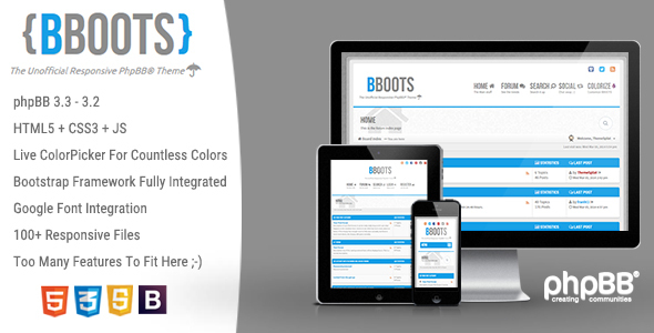 BBOOTS – HTML5/CSS3 Fully Responsive phpBB 3.2 Theme