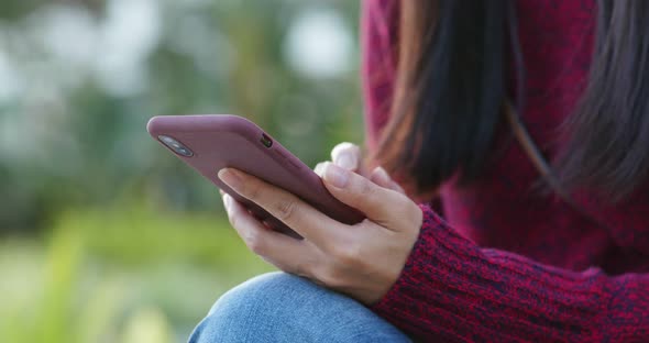 Close up of woman use of smart phone