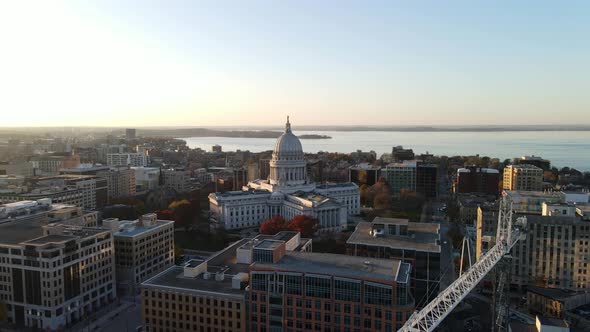 aerial footage madison wisconsin state capitol