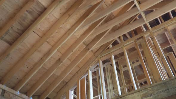 Framing beam of new house under construction home beam construction