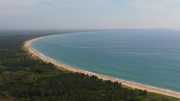 Seascape with Tropical Sandy Beach and Blue Ocean