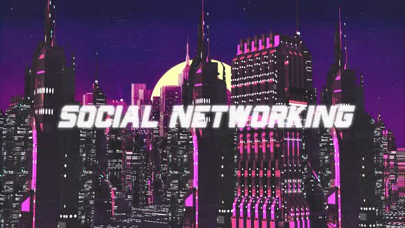 Retro Cyber City Background Social Networking alt