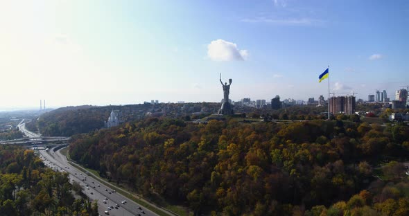 Aerial View of the Motherland Monument Also Known As Rodina Mat' Devoted to the Wold War II