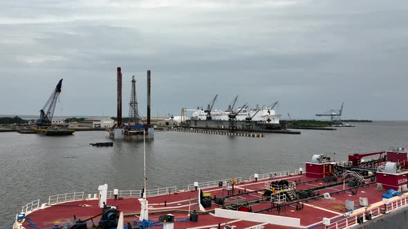 Aerial view of repair dock and maritime industry in Port Mobile, Alabama