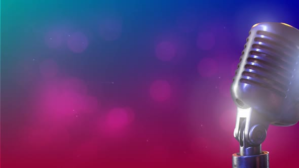 Microphone on pink to purple background