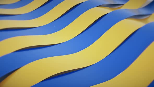 3d Wavy Band Surface Blue Yellow