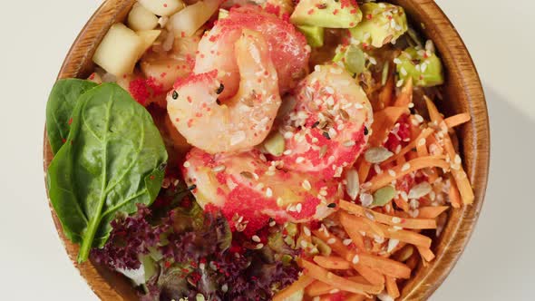 Poke Bowl Salad on White Background