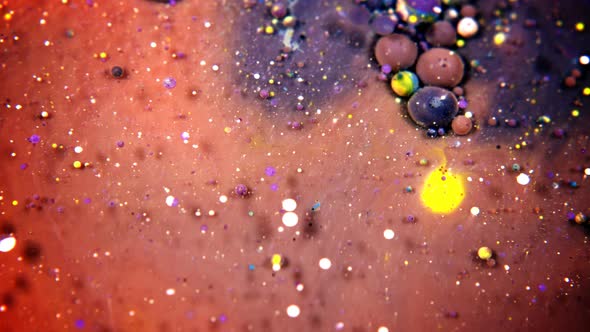 Abstract Colorful Acrylic And Food Paint Bubbles On Water alt