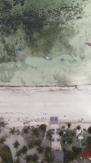 Tanzania  Vertical Video of the Ocean Near the Coast of Zanzibar Slow Motion