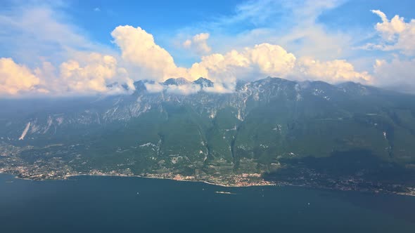 Lake and Mountains with Clouds Landscape