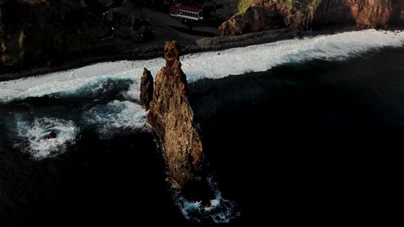 Aerial View of Ribeira Da Janela Coast and Village, Madeira Island Portugal